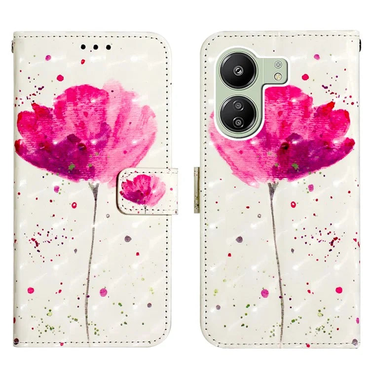 YB Pattern Printing Leather Series-2 For Xiaomi Redmi 13C 4G / Poco C65 4G Case Wallet Phone Cover
