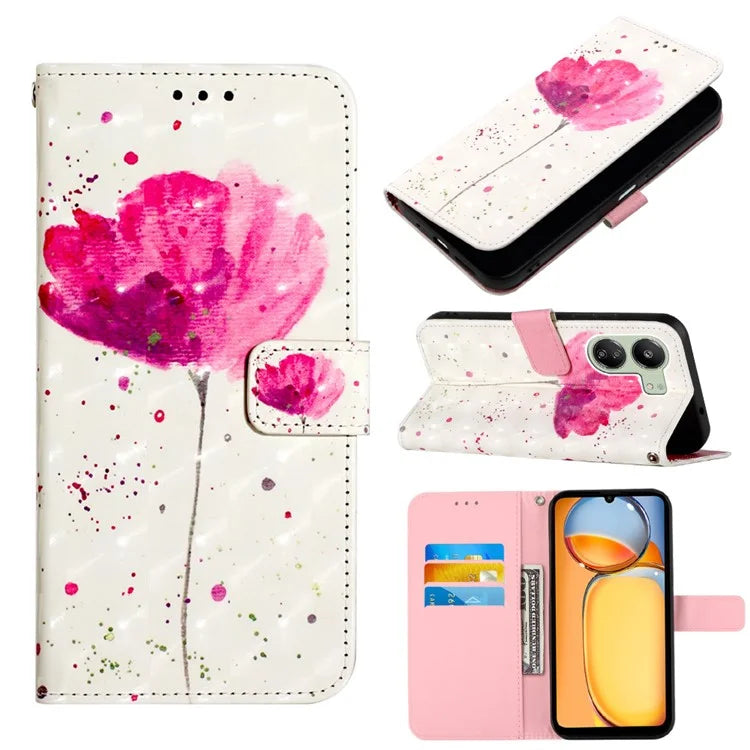 YB Pattern Printing Leather Series-2 For Xiaomi Redmi 13C 4G / Poco C65 4G Case Wallet Phone Cover