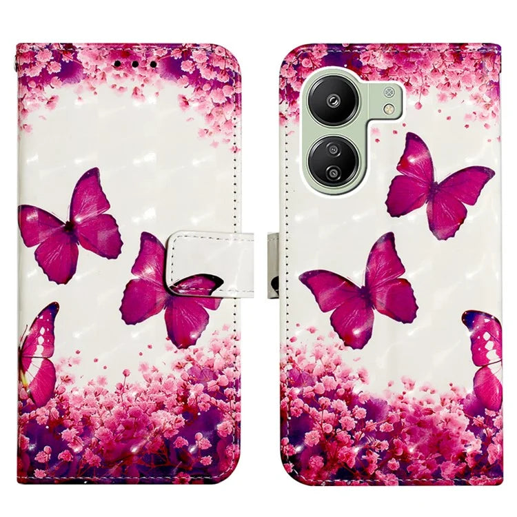 YB Pattern Printing Leather Series-2 For Xiaomi Redmi 13C 4G / Poco C65 4G Case Wallet Phone Cover