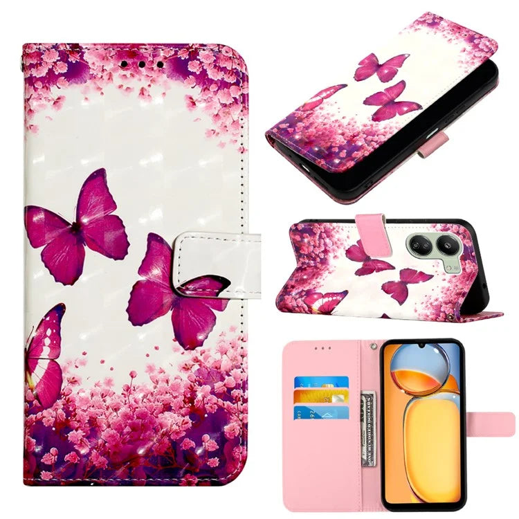 YB Pattern Printing Leather Series-2 For Xiaomi Redmi 13C 4G / Poco C65 4G Case Wallet Phone Cover