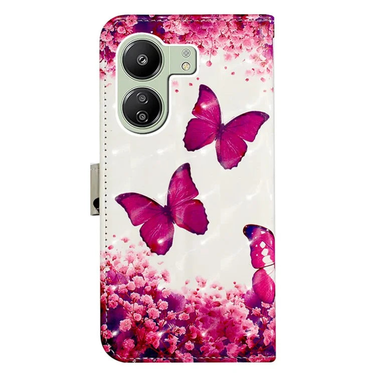 YB Pattern Printing Leather Series-2 For Xiaomi Redmi 13C 4G / Poco C65 4G Case Wallet Phone Cover