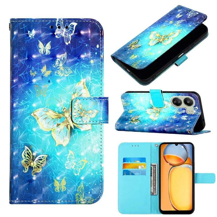 YB Pattern Printing Leather Series-2 For Xiaomi Redmi 13C 4G / Poco C65 4G Case Wallet Phone Cover