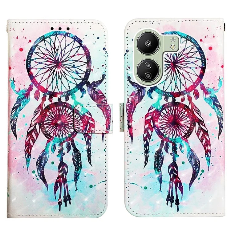 YB Pattern Printing Leather Series-2 For Xiaomi Redmi 13C 4G / Poco C65 4G Case Wallet Phone Cover