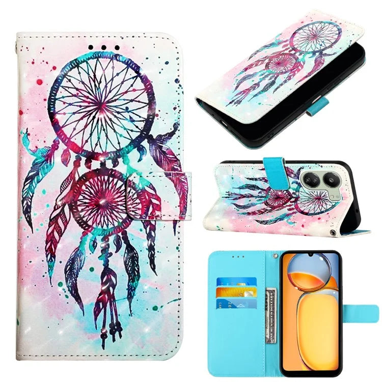 YB Pattern Printing Leather Series-2 For Xiaomi Redmi 13C 4G / Poco C65 4G Case Wallet Phone Cover