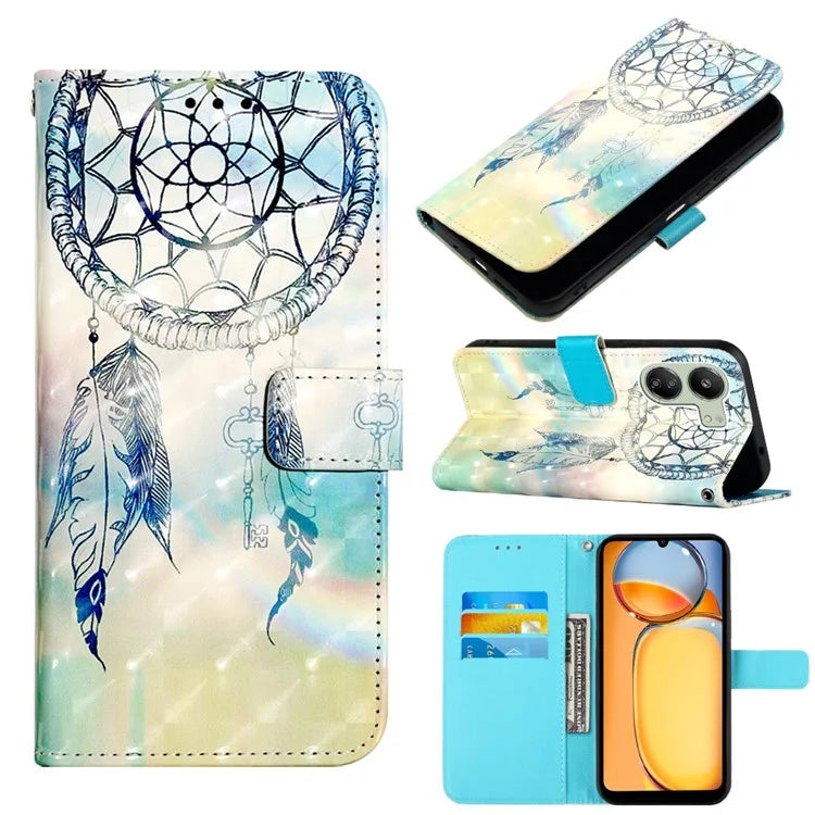 YB Pattern Printing Leather Series-2 For Xiaomi Redmi 13C 4G / Poco C65 4G Case Wallet Phone Cover