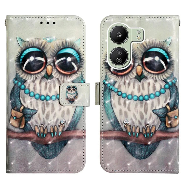 YB Pattern Printing Leather Series-2 For Xiaomi Redmi 13C 4G / Poco C65 4G Case Wallet Phone Cover