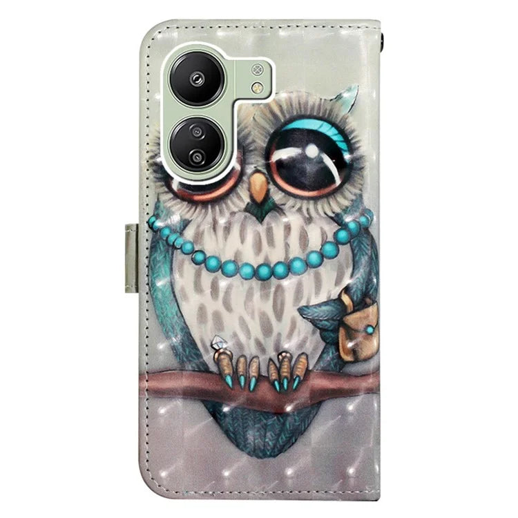 YB Pattern Printing Leather Series-2 For Xiaomi Redmi 13C 4G / Poco C65 4G Case Wallet Phone Cover