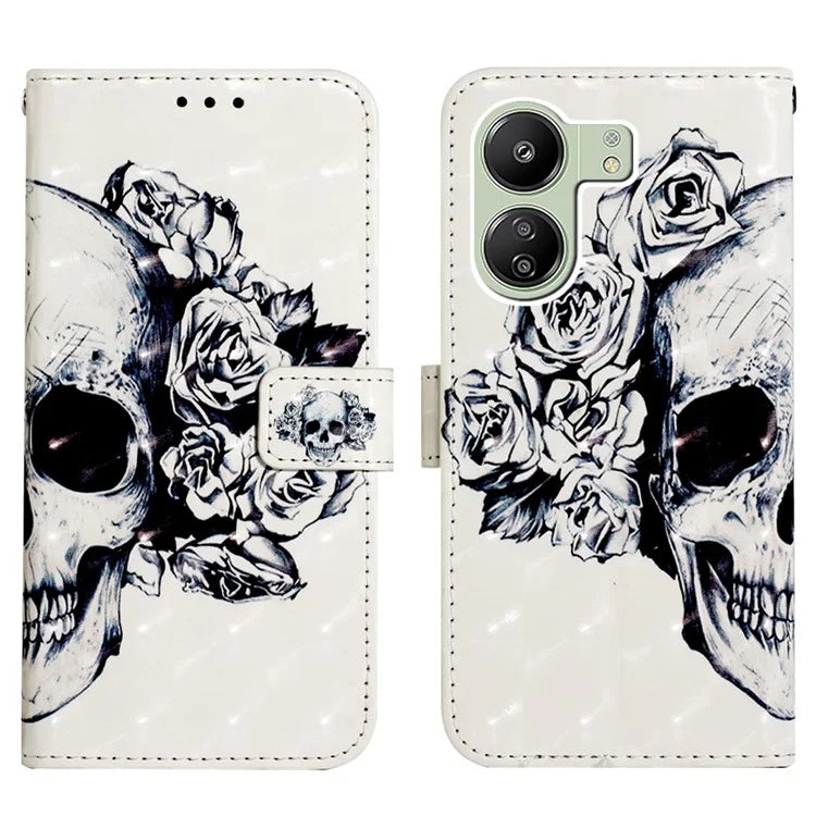 YB Pattern Printing Leather Series-2 For Xiaomi Redmi 13C 4G / Poco C65 4G Case Wallet Phone Cover