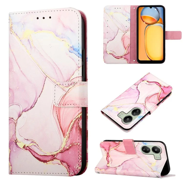 YB Pattern Printing Leather Series-5 For Xiaomi Redmi 13C 4G / Poco C65 4G Case Leather Wallet Phone Cover