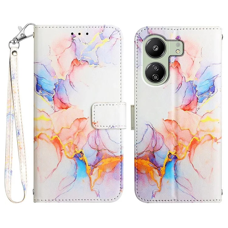 YB Pattern Printing Leather Series-5 For Xiaomi Redmi 13C 4G / Poco C65 4G Case Leather Wallet Phone Cover