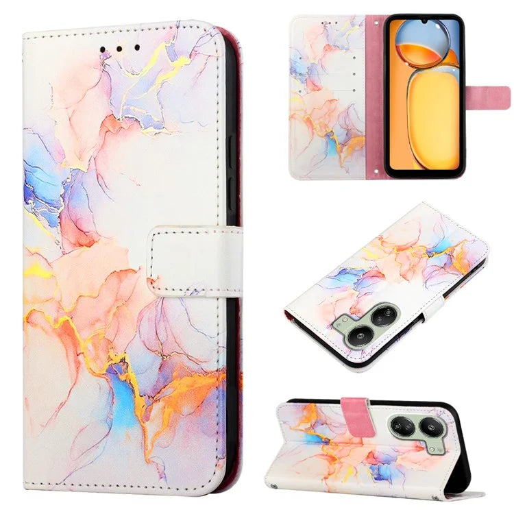 YB Pattern Printing Leather Series-5 For Xiaomi Redmi 13C 4G / Poco C65 4G Case Leather Wallet Phone Cover