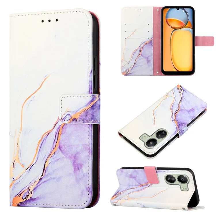 YB Pattern Printing Leather Series-5 For Xiaomi Redmi 13C 4G / Poco C65 4G Case Leather Wallet Phone Cover