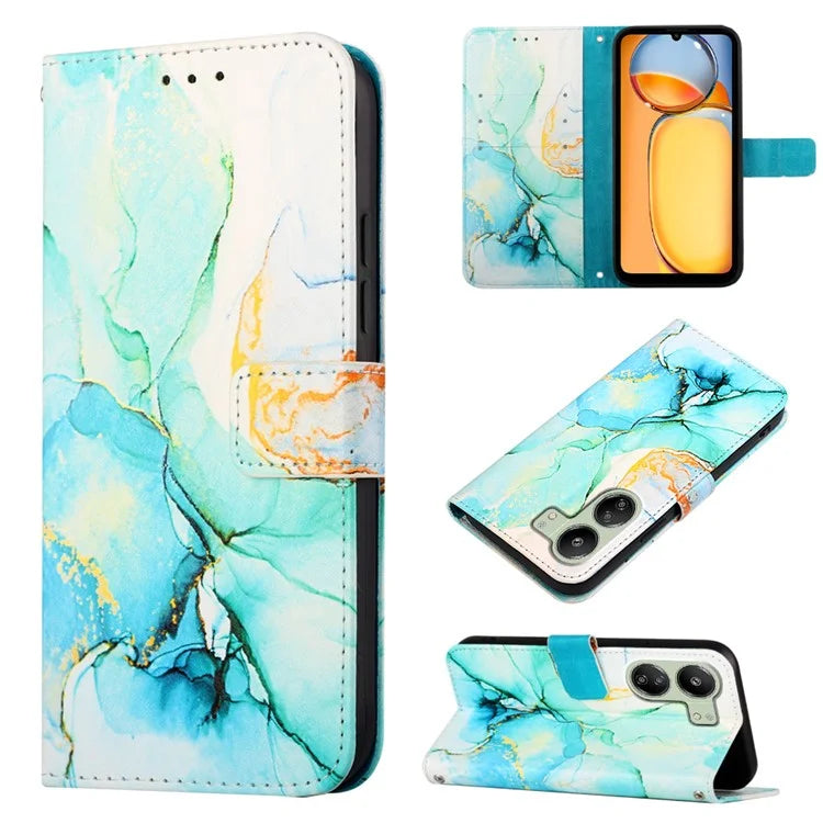 YB Pattern Printing Leather Series-5 For Xiaomi Redmi 13C 4G / Poco C65 4G Case Leather Wallet Phone Cover
