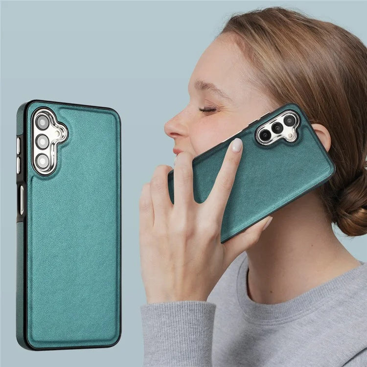YB Leather Coating Series-6 For Samsung Galaxy A24 4G (162.1 x 77.6 x 8.3mm) Case Leather Coated TPU Fashion Phone Cover