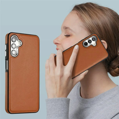 YB Leather Coating Series-6 For Samsung Galaxy A24 4G (162.1 x 77.6 x 8.3mm) Case Leather Coated TPU Fashion Phone Cover