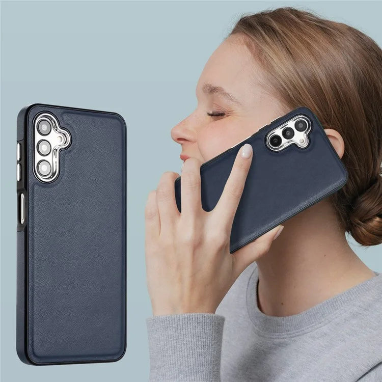 YB Leather Coating Series-6 For Samsung Galaxy A24 4G (162.1 x 77.6 x 8.3mm) Case Leather Coated TPU Fashion Phone Cover