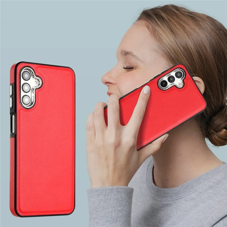 YB Leather Coating Series-6 For Samsung Galaxy A24 4G (162.1 x 77.6 x 8.3mm) Case Leather Coated TPU Fashion Phone Cover