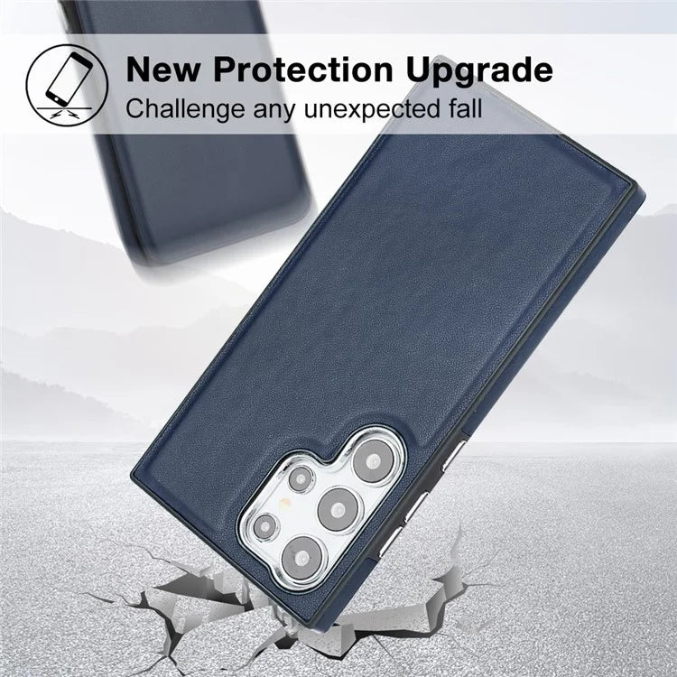 YB Leather Coating Series-6 For Samsung Galaxy S24 Ultra Case Drop-proof Leather+TPU Protective Back Shell