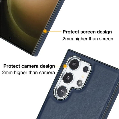 YB Leather Coating Series-6 For Samsung Galaxy S24 Ultra Case Drop-proof Leather+TPU Protective Back Shell