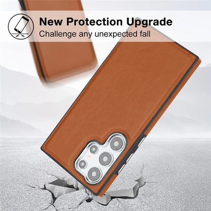 YB Leather Coating Series-6 For Samsung Galaxy S24 Ultra Case Drop-proof Leather+TPU Protective Back Shell