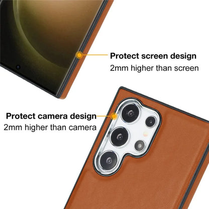 YB Leather Coating Series-6 For Samsung Galaxy S24 Ultra Case Drop-proof Leather+TPU Protective Back Shell
