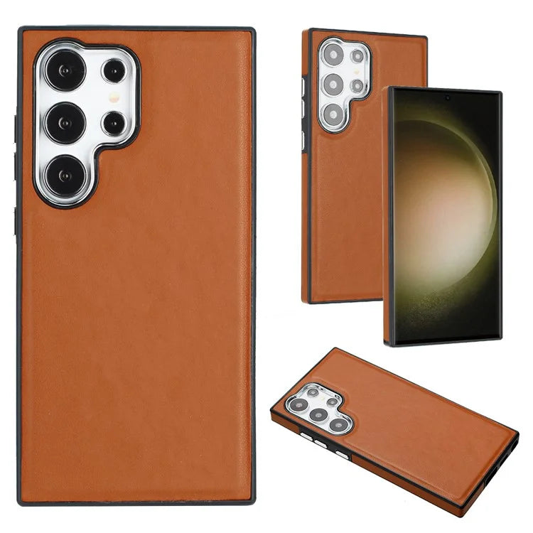 YB Leather Coating Series-6 For Samsung Galaxy S24 Ultra Case Drop-proof Leather+TPU Protective Back Shell