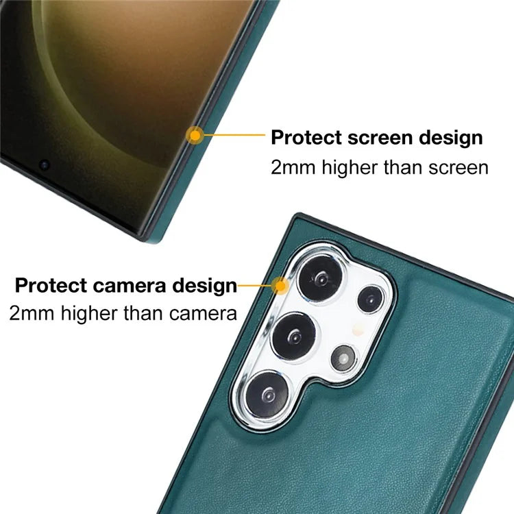 YB Leather Coating Series-6 For Samsung Galaxy S24 Ultra Case Drop-proof Leather+TPU Protective Back Shell