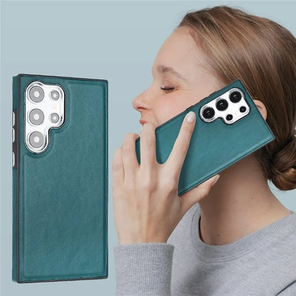 YB Leather Coating Series-6 For Samsung Galaxy S24 Ultra Case Drop-proof Leather+TPU Protective Back Shell