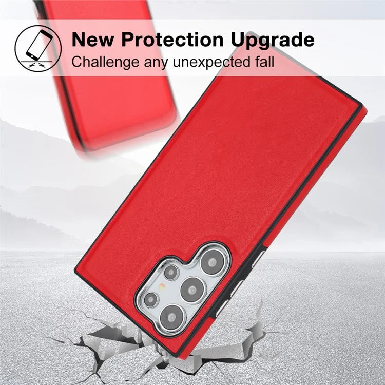 YB Leather Coating Series-6 For Samsung Galaxy S24 Ultra Case Drop-proof Leather+TPU Protective Back Shell