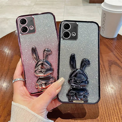 For Motorola Moto G84 5G Slim Case Cute Rabbit Anti-Shock Kickstand Phone Case