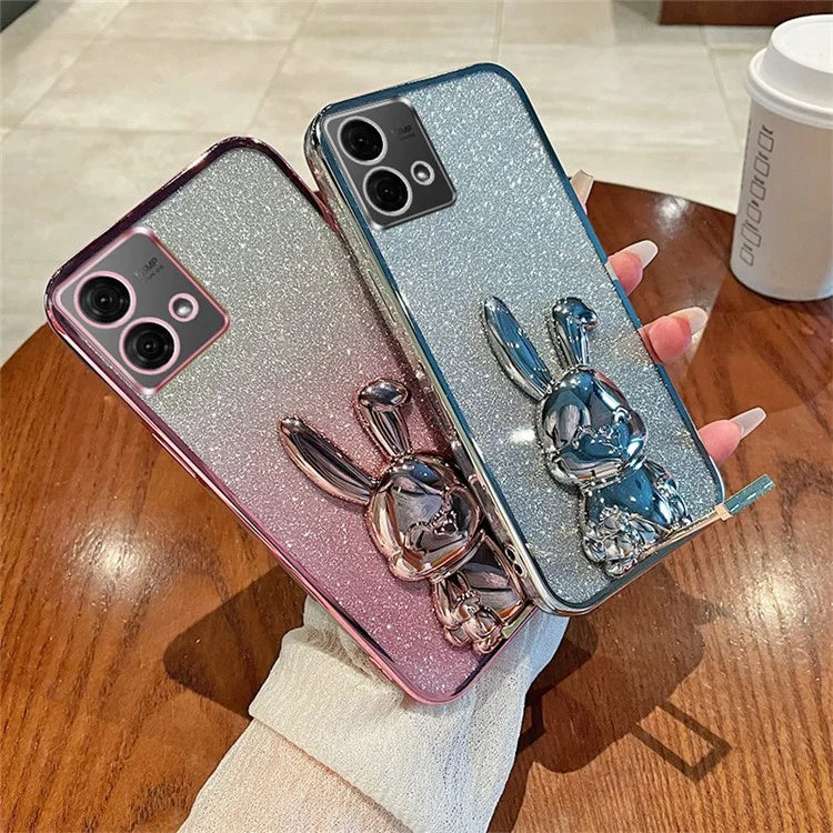 For Motorola Moto G84 5G Slim Case Cute Rabbit Anti-Shock Kickstand Phone Case