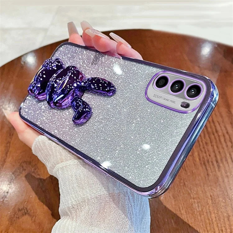 For Motorola Moto G52 4G / G82 5G Slim Case Cute Rabbit Kickstand Phone Protector