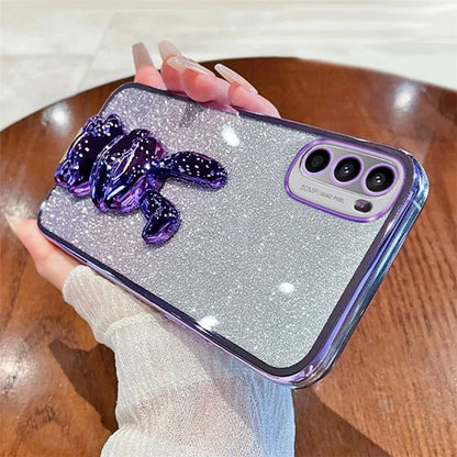 For Motorola Moto G52 4G / G82 5G Slim Case Cute Rabbit Kickstand Phone Protector