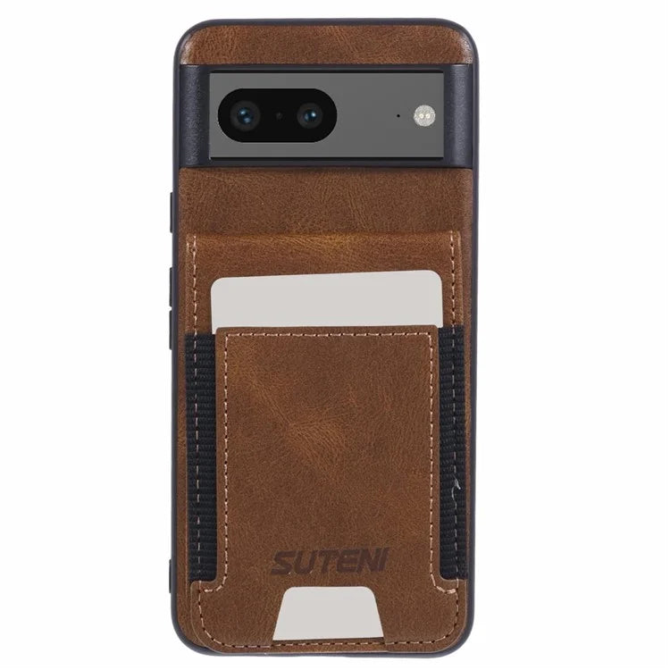 SUTENI H03 For Google Pixel 7 5G Case Card Holder Kickstand Leather Coated TPU Cover