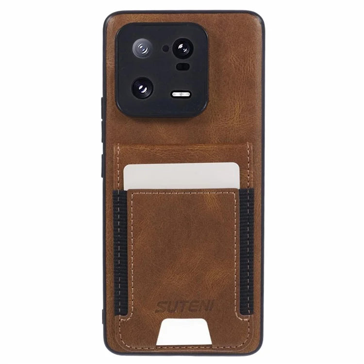 SUTENI H03 For Xiaomi 13 Pro 5G Case Card Holder Kickstand Leather Coated TPU Cover