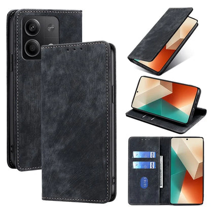 PU Leather Cover for Xiaomi Redmi Note 13 5G Case RFID Blocking Wallet Phone Case