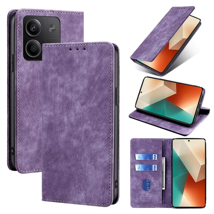 PU Leather Cover for Xiaomi Redmi Note 13 5G Case RFID Blocking Wallet Phone Case