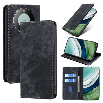 For Huawei Mate 60 PU Leather Cover RFID Blocking Anti-Drop Wallet Phone Case