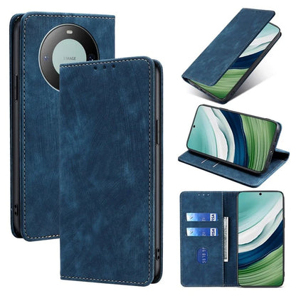 For Huawei Mate 60 PU Leather Cover RFID Blocking Anti-Drop Wallet Phone Case