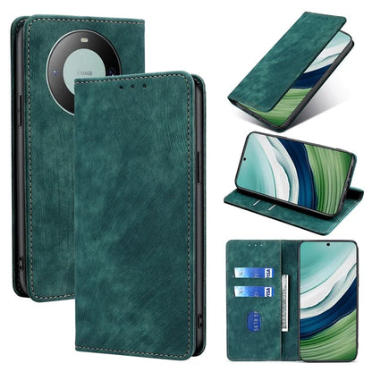 For Huawei Mate 60 PU Leather Cover RFID Blocking Anti-Drop Wallet Phone Case