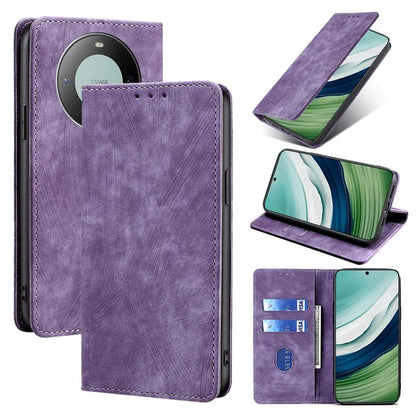 For Huawei Mate 60 PU Leather Cover RFID Blocking Anti-Drop Wallet Phone Case