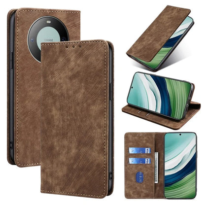 For Huawei Mate 60 PU Leather Cover RFID Blocking Anti-Drop Wallet Phone Case