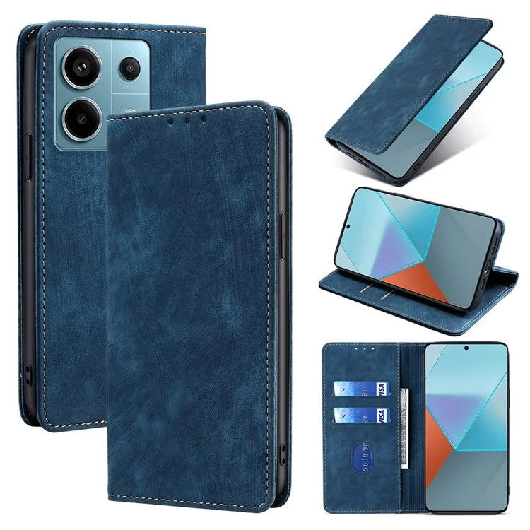 For Xiaomi Redmi Note 13 Pro 5G / Poco X6 5G Protective Case RFID Blocking PU Leather Wallet Phone Cover