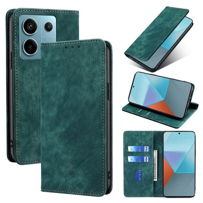 For Xiaomi Redmi Note 13 Pro 5G / Poco X6 5G Protective Case RFID Blocking PU Leather Wallet Phone Cover