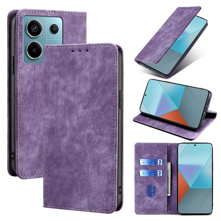 For Xiaomi Redmi Note 13 Pro 5G / Poco X6 5G Protective Case RFID Blocking PU Leather Wallet Phone Cover