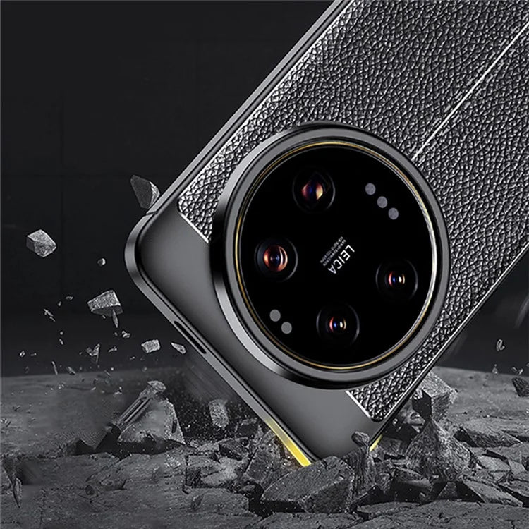 For Xiaomi 14 Ultra TPU Case Litchi Texture Anti-fingerprint Phone Protective Cover