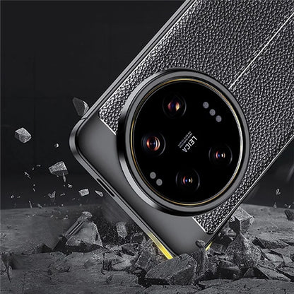 For Xiaomi 14 Ultra TPU Case Litchi Texture Anti-fingerprint Phone Protective Cover