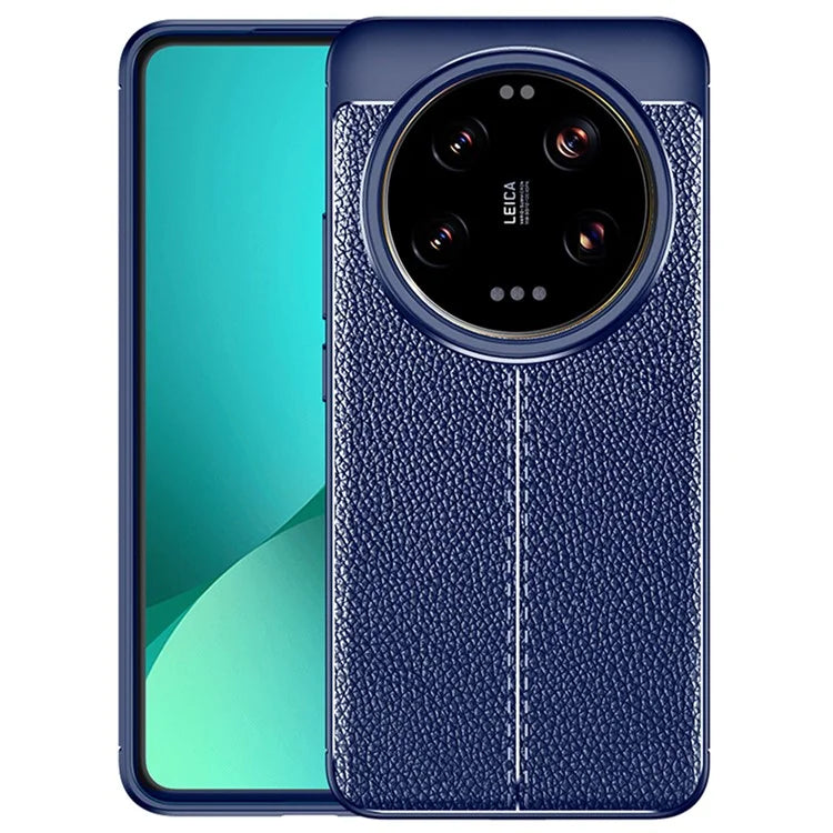 For Xiaomi 14 Ultra TPU Case Litchi Texture Anti-fingerprint Phone Protective Cover