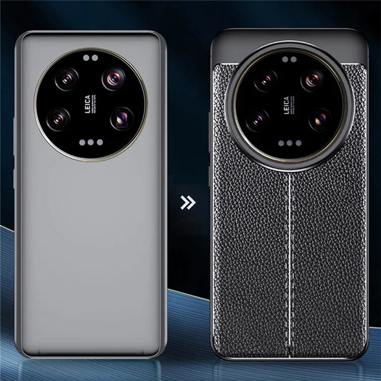 For Xiaomi 14 Ultra TPU Case Litchi Texture Anti-fingerprint Phone Protective Cover