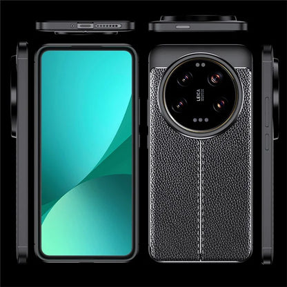For Xiaomi 14 Ultra TPU Case Litchi Texture Anti-fingerprint Phone Protective Cover
